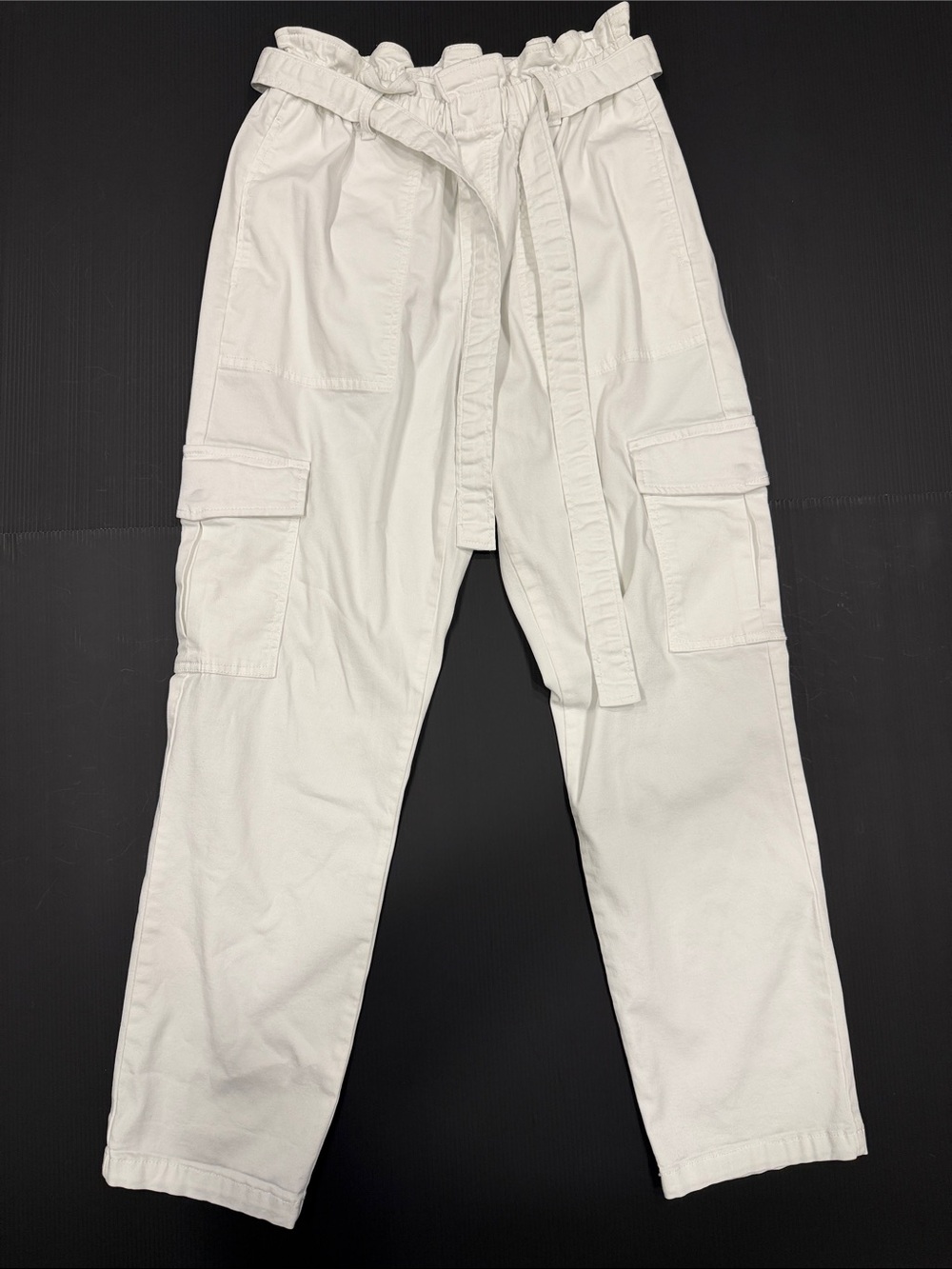 Sanctuary White Paperbag Waist Cargo Pants with Tie Belt